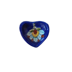 Heart-Shaped Blue Pottery Diya | Floral Oil Lamp