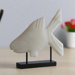 Marble Fish Showpiece – Elegant Tabletop Decoration