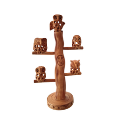 Carved Wooden Owl on Tree | Handmade Natural Home Decor maruthi handicrafts