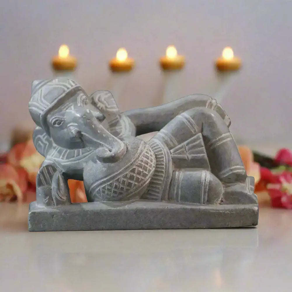 Lord Ganesha in Sleeping Pose – Soft Stone Decorative Idol belur shanker
