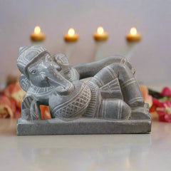 Lord Ganesha in Sleeping Pose – Soft Stone Decorative Idol