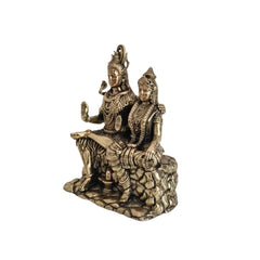 Brass Shiva Parvati Idol – Uma-Maheshwara Seated on Kailash Brass Ware