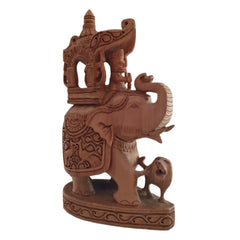 Hand-Carved Wooden Elephant with Ambari | Traditional Indian Decor maruthi handicrafts