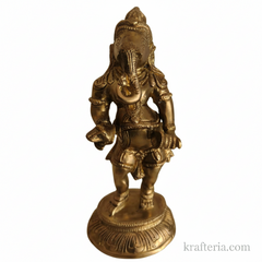 Traditional Lord Ganesha Playing Cymbals Altar Idol Brass Artwork
