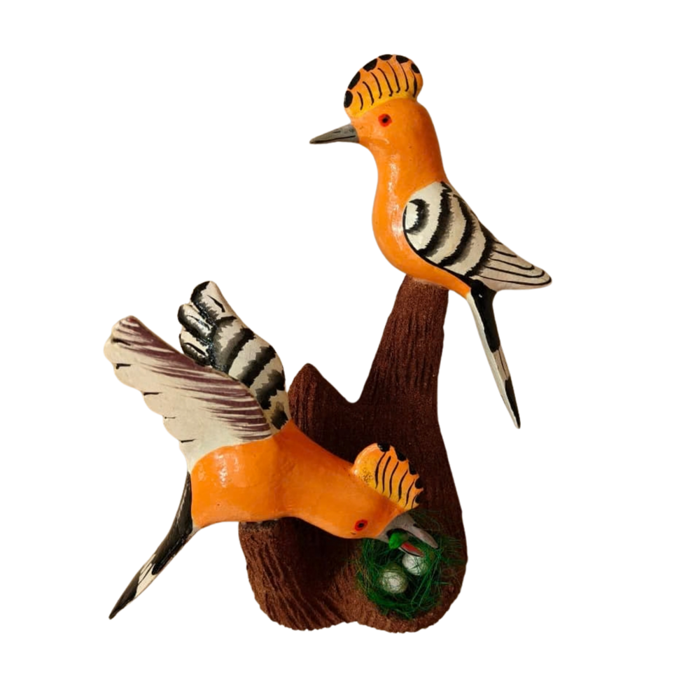 Artisan-made Nirmal wooden bird folk wall décor