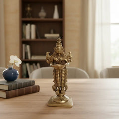 Graceful Brass Lady with Diya – Symbol of Devotion and Radiant Light from Aligarh Brass Ware