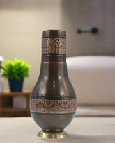 Pure Copper Embossed Bedroom Bottle With Inbuilt Glass Brass Ware