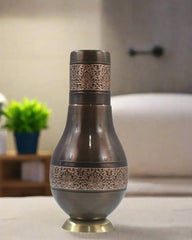 Pure Copper Embossed Bedroom Bottle With Inbuilt Glass Brass Ware
