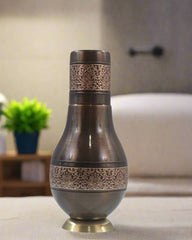 Pure Copper Embossed Bedroom Bottle With Inbuilt Glass