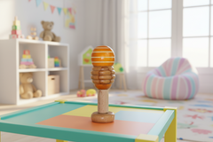 Colourful baby rattle made using safe paints