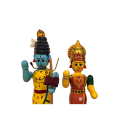 Traditional Etikoppaka Art - Ardhanarishvara (Shiva-Parvati)