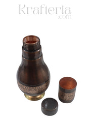 Pure Copper Embossed Bedroom Bottle With Inbuilt Glass