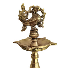 Brass Peacock Oil Lamp – Standing Pooja Deepam Brass Ware