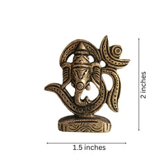 Golden Brass Lord Ganesha within Om (Aum) Symbol Statue Brass Ware