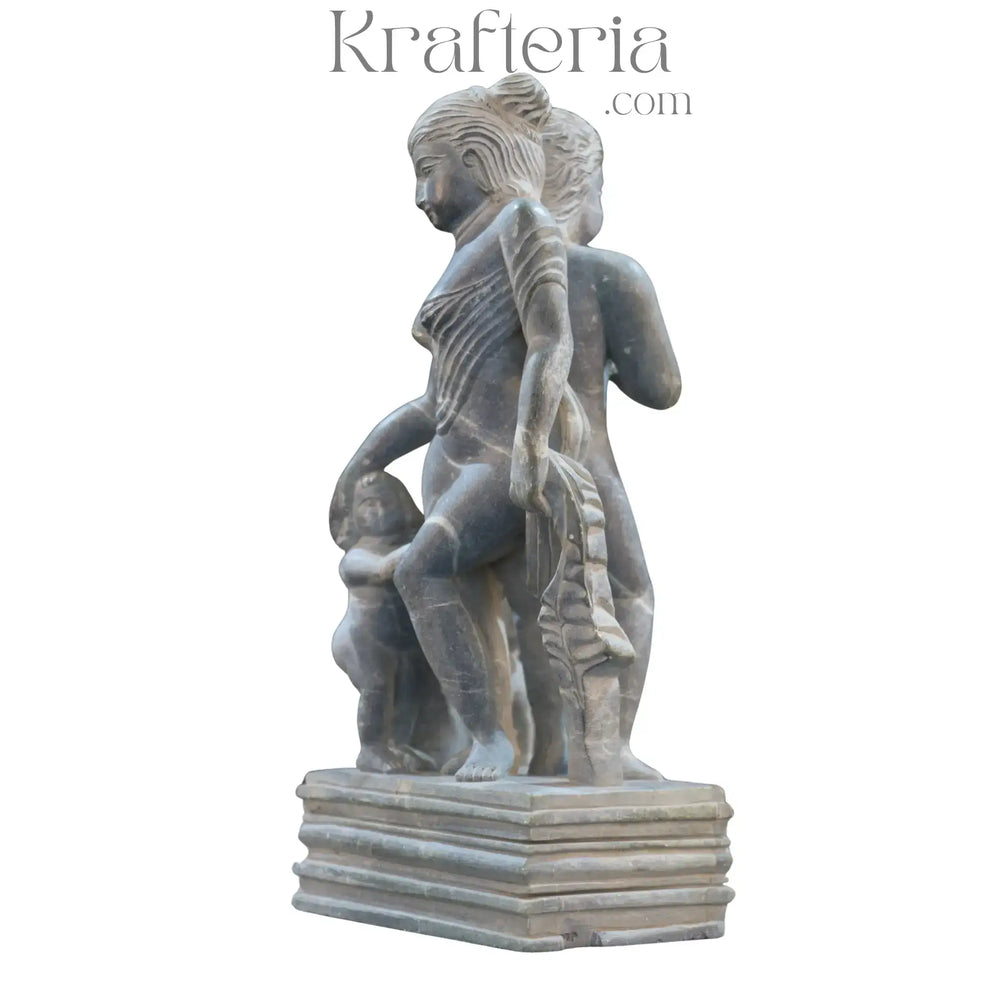 Two-Sided Figures Sculpture – Dual-Faced Artistic Masterpiece softstone