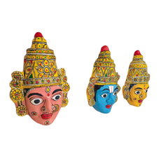Set of 3 Cheriyal Masks – Balaji, Lakshmi Devi & Padmavathi wall decor