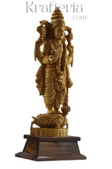 Elegant Narayana Sculpture – Shivani Wood & Rosewood Base Masterpiece