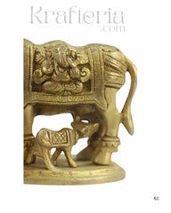 Divine Brass Kamadhenu with Calf – Sacred Vastu and Pooja Idol Brass Ware