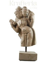 Ardhanarishvara - The Unity of Shiva and Parvathi Sand Stone
