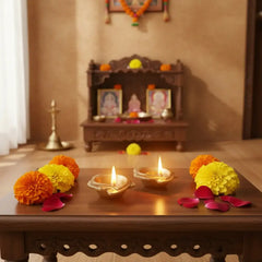 Set of Two Traditional Brass Diyas (Oil Lamps) Brass Ware