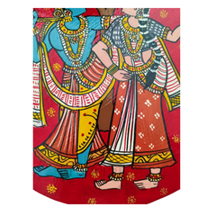Decorative Cheriyal Radha Krishna Painting – Traditional Round Lotus Art wall decor