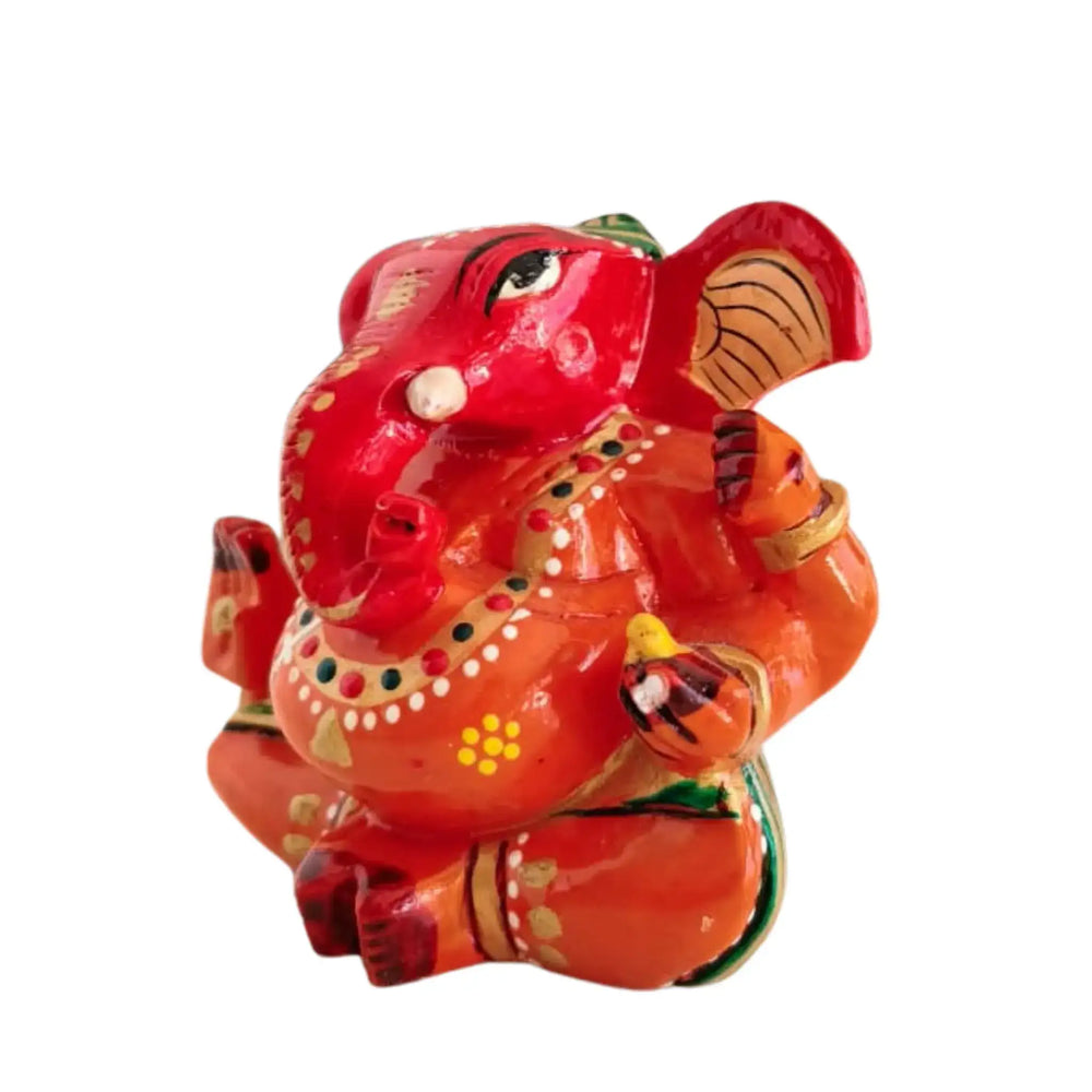 Wooden Ganesh Statue – Beautiful Hand-Painted Religious Art Wooden Idols