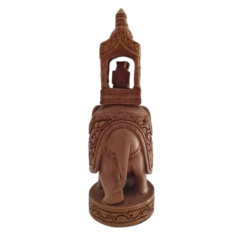 Hand-Carved Wooden Elephant with Ambari | Traditional Indian Decor maruthi handicrafts