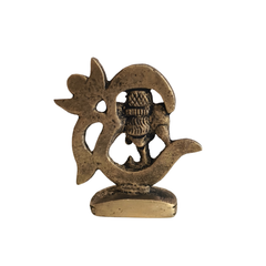 Golden Brass Lord Ganesha within Om (Aum) Symbol Statue