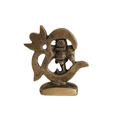 Golden Brass Lord Ganesha within Om (Aum) Symbol Statue Brass Ware