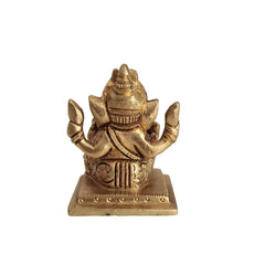 Miniature Brass Lord Ganesha Idol: Four-Armed Bringer of Success and Wisdom Brass Ware