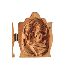 Wooden Folding Shrine with Goddess Lakshmi and Lord Ganesha