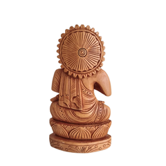Hand-Carved Wooden Buddha Statue in Vitarka Mudra on Lotus Base