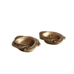 Set of Two Traditional Brass Diyas (Oil Lamps) Brass Ware