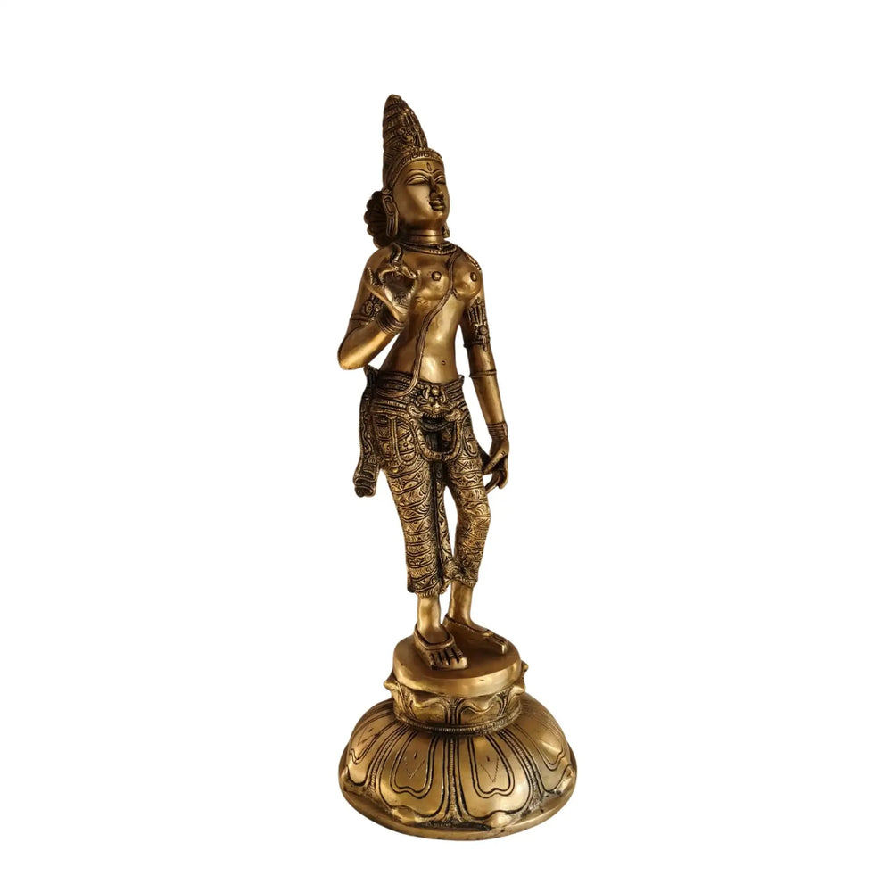 Elegant Brass Devi Lakshmi Statue - Divine Indian Goddess Sculpture Brass Ware