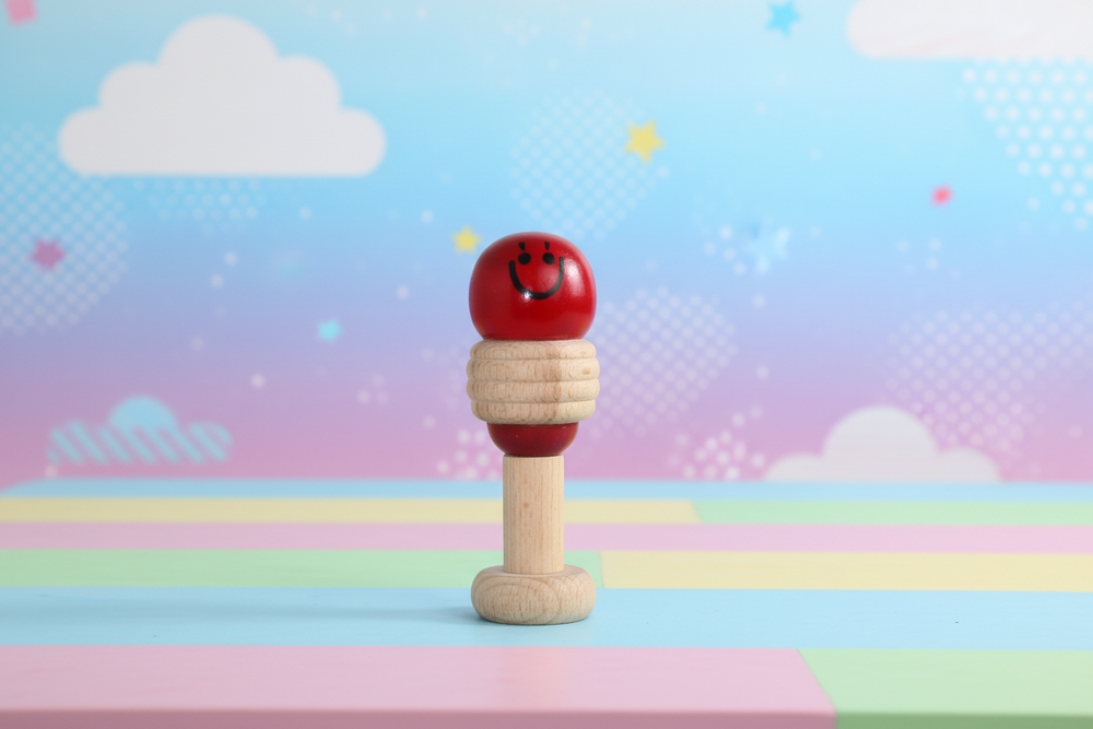 Baby rattle with child-safe non-toxic paint