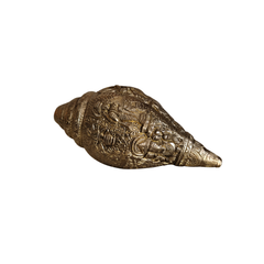 Intricately Carved Brass Shankha with Durga Pooja Item