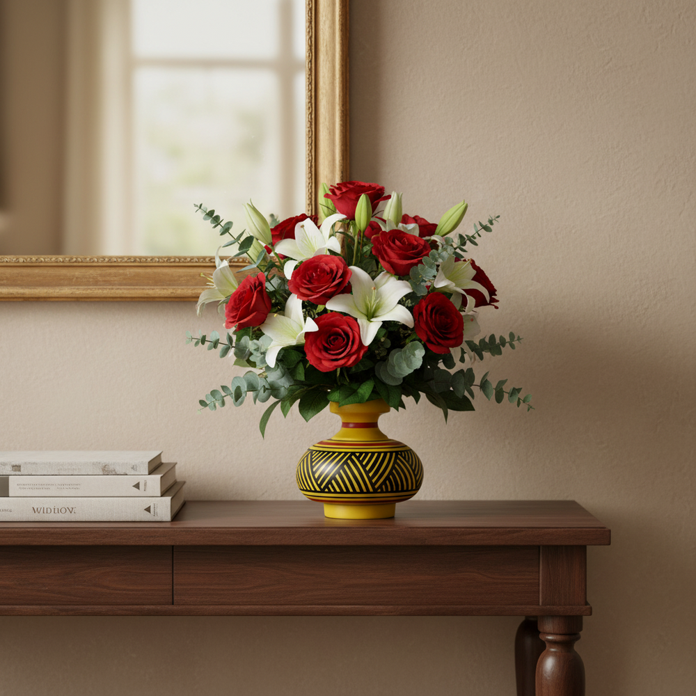 Handcrafted flower vase with smooth non-toxic color finish