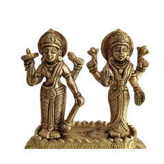 Sacred Brass Vishnu Lakshmi on Lotus Idol – Divine Prosperity & Protection Murti Brass Ware