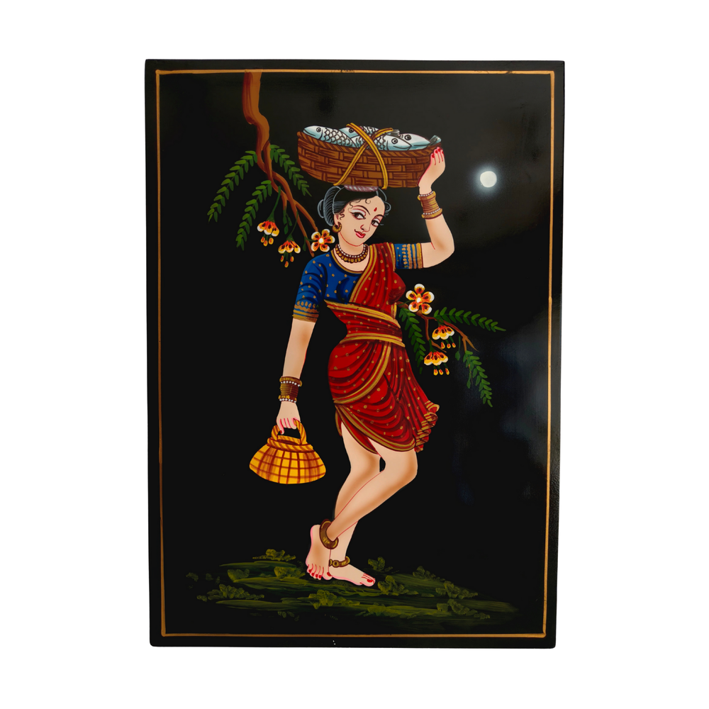 Telangana fisherwoman folk painting