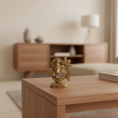 Golden Brass Lord Ganesha within Om (Aum) Symbol Statue