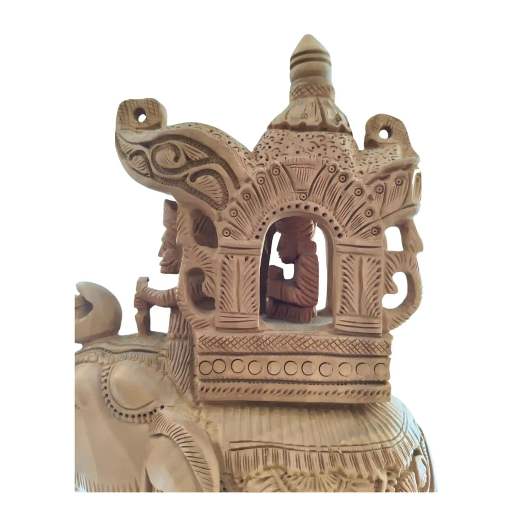 Hand-Carved Wooden Elephant with Ambari | Traditional Indian Decor maruthi handicrafts
