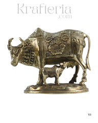 Divine Brass Kamadhenu with Calf – Sacred Vastu and Pooja Idol