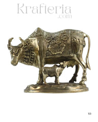 Divine Brass Kamadhenu with Calf – Sacred Vastu and Pooja Idol Brass Ware