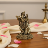 Brass Radha Krishna Idol with Flute – Embodiment of Eternal Love and Divine Bliss