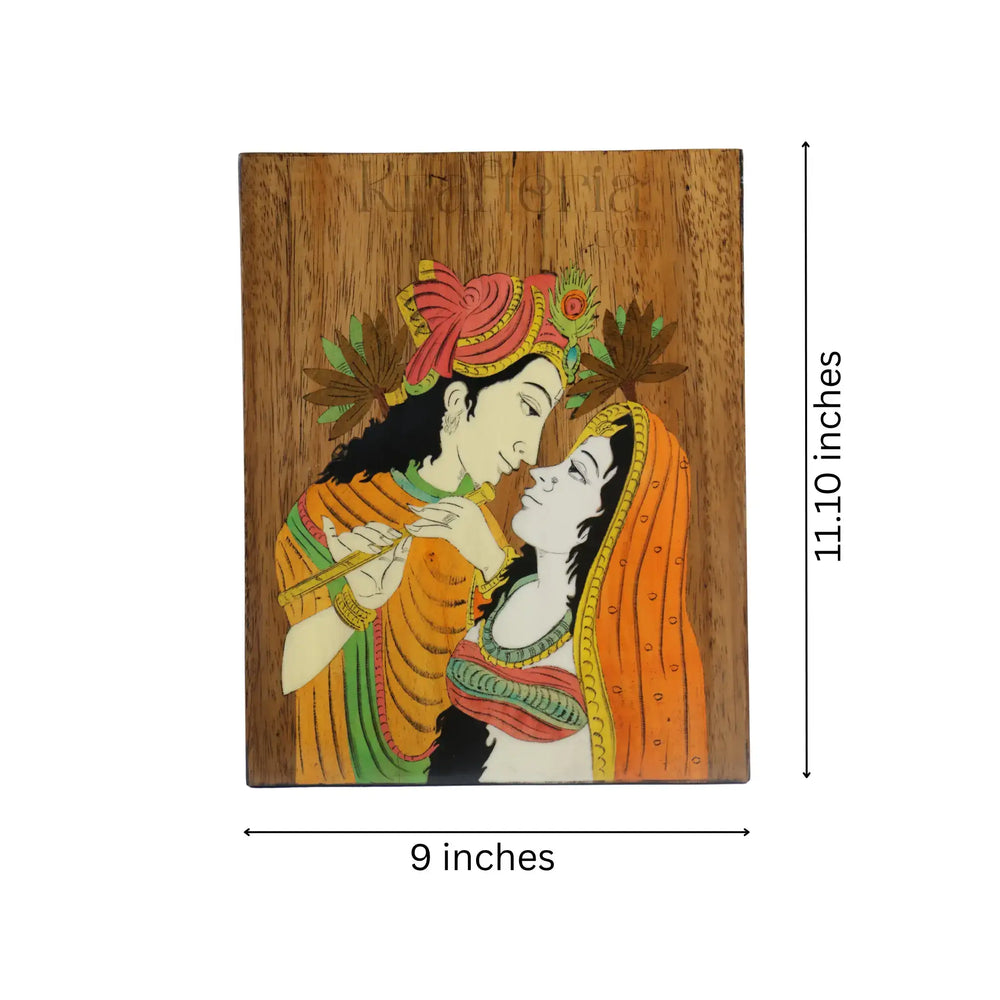 Handcrafted Rosewood Frame Depicting Radha Krishna Inlay Art
