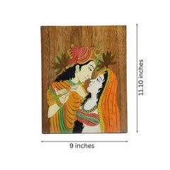 Handcrafted Rosewood Frame Depicting Radha Krishna Inlay Art