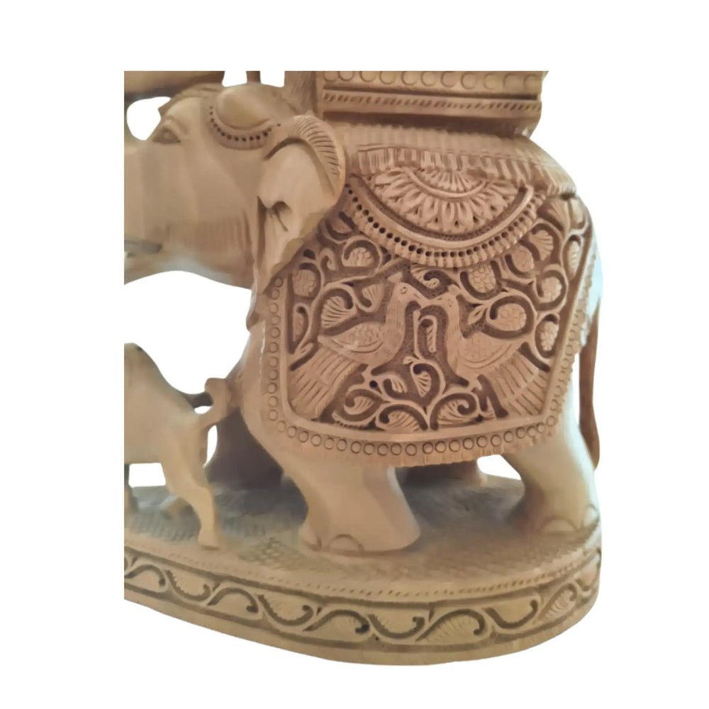 Hand-Carved Wooden Elephant with Ambari | Traditional Indian Decor maruthi handicrafts