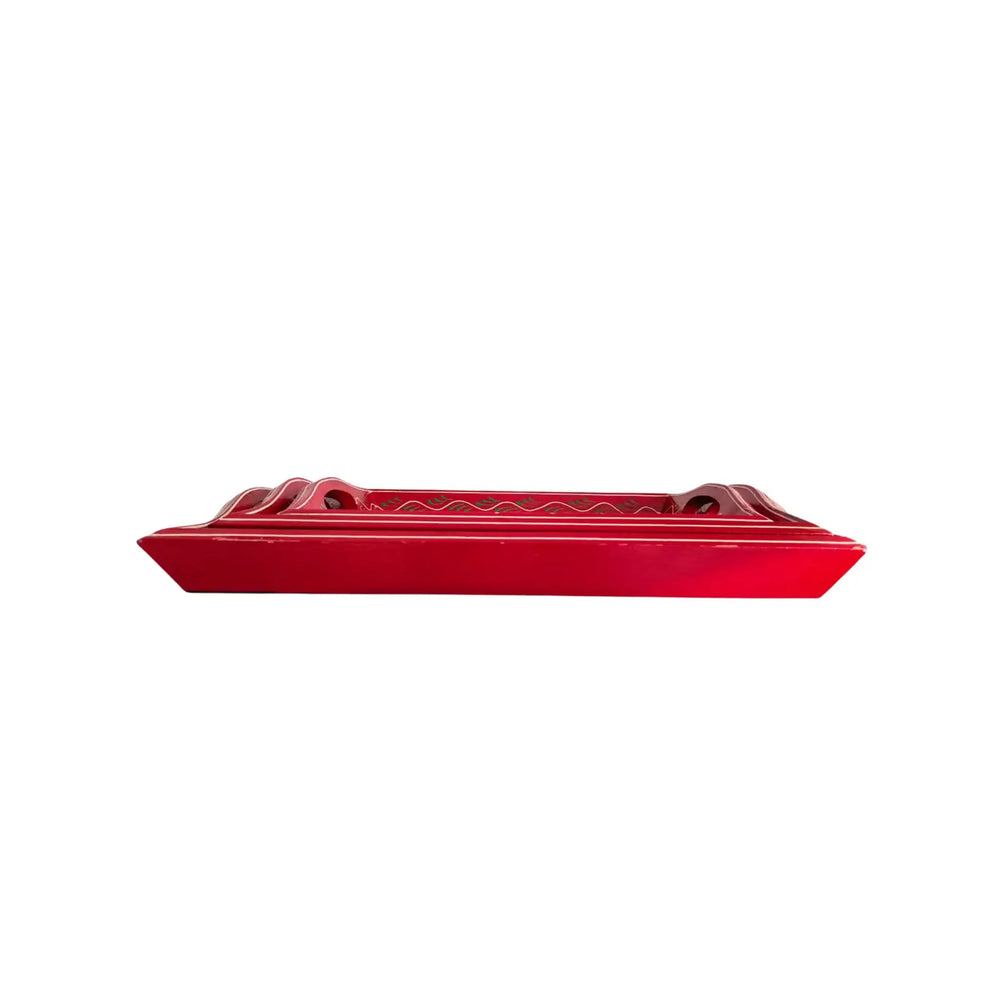 Set of 3 Hand-Painted Traditional Indian Decorative Serving Trays Wood Decorative