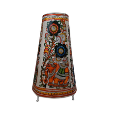 Hand-Painted Leather Puppetry Lamp - Floral Elephant | Bed Lamp