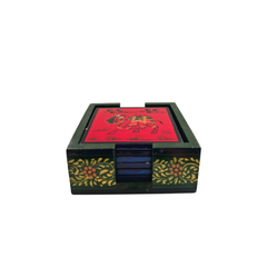 Hand-Painted Wooden Tea Coasters | Set of Decorative Drink Mats